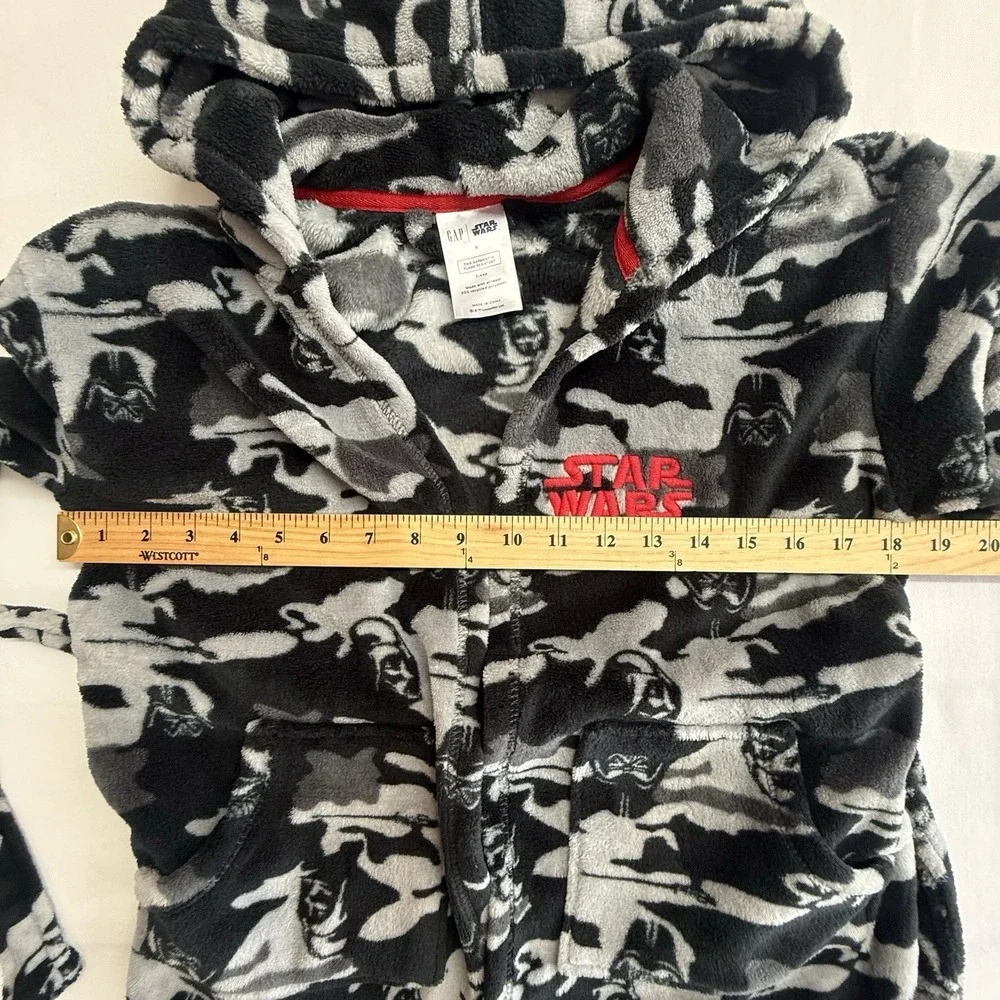 GAP Star Wars Kids Robe Darth Vader Hooded Fleece Belt Sz 8‎ Gray